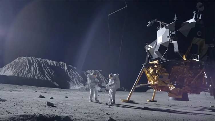 Clip shows behind-the-scenes of 'First Man' movie, not film crew on Moon